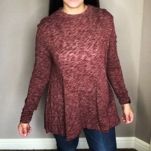 New Heather Maroon Mock Neck Sweater Tunic